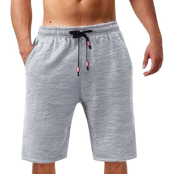 Fgnfyis Men's Casual Shorts Summer Breathable Comfortable Loose Fit Athletic Outdoor Sports Shorts for Daily Wear Mens Casual Shorts Light Gray L