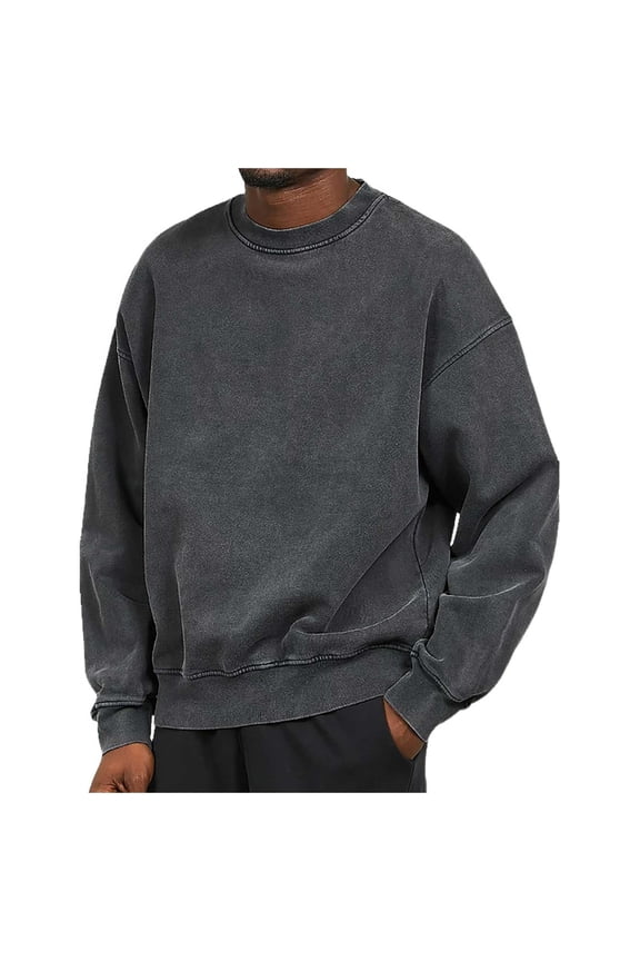 Men's Casual Shoulder Drop Solid Color Soft Comfortable Hoodie Sweatshirt for Men Dark Gray XL