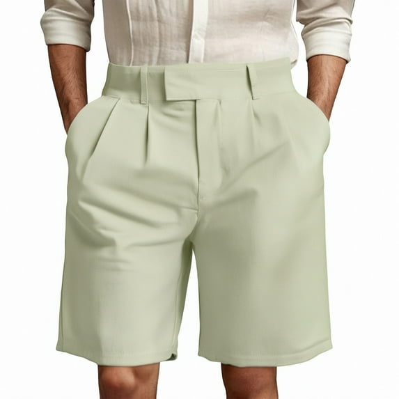 Fgnfyis Men's Casual Summer Shorts Comfortable Breathable Slim Fit Dress Chino Short Pants for Business Leisure and Outdoor Activities Shorts for Men Green 32