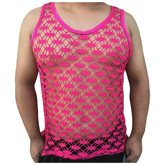 Fgnfyis Men's Casual Tank Tops for Summer - Elastic Plus Size Muscle Vests - Stylish and Breathable Design for Active Men's Tank Tops Hot Pink XL