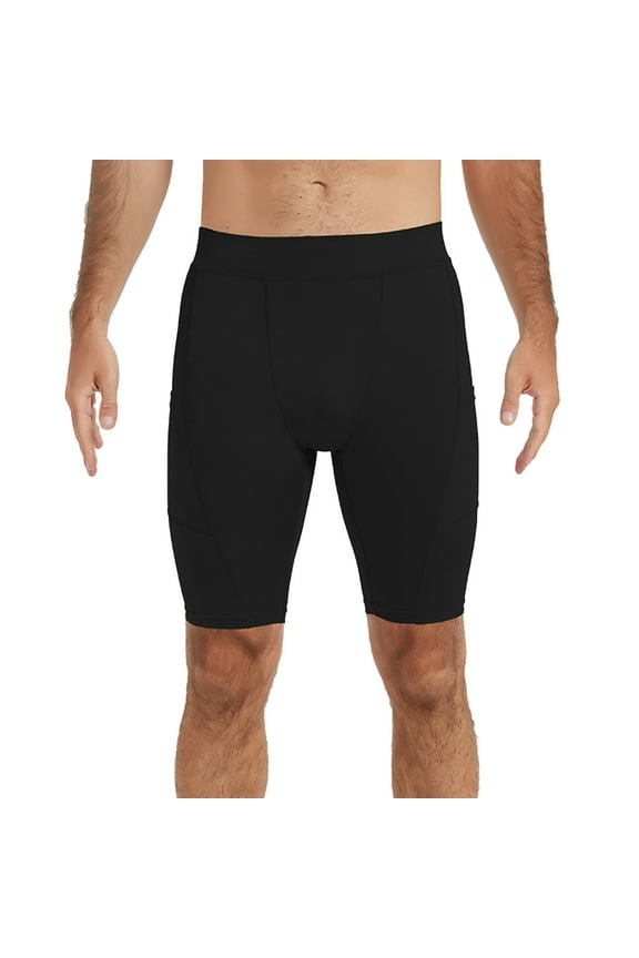 Men's Compression Shorts Casual Sports Underwear Athletic Baselayer Workout Running Active Tights Gym Shorts Men Black L
