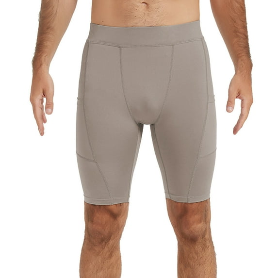 Fgnfyis Men's Compression Shorts Casual Sports Underwear Athletic Baselayer Workout Running Active Tights Gym Shorts Men Khaki L