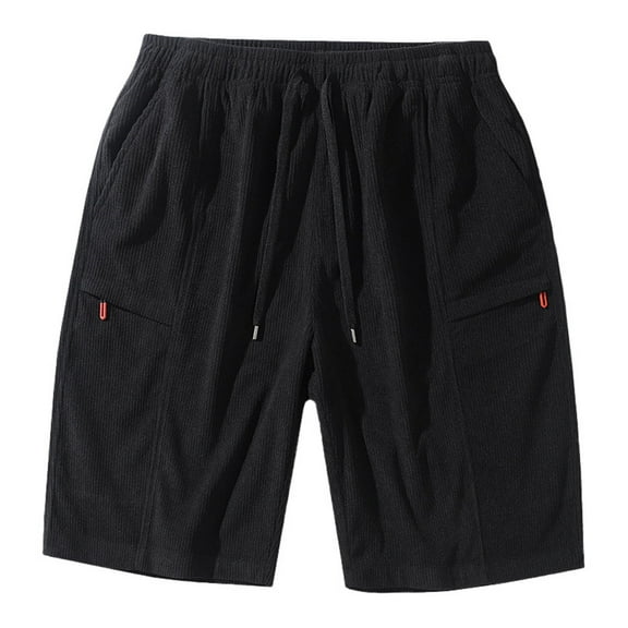 Fgnfyis Men's Corduroy Loose Workwear with and Oversized Casual Shorts Men Shorts Black XXL