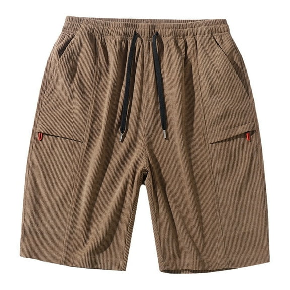 Fgnfyis Men's Corduroy Loose Workwear with and Oversized Casual Shorts Men Shorts Khaki XXL