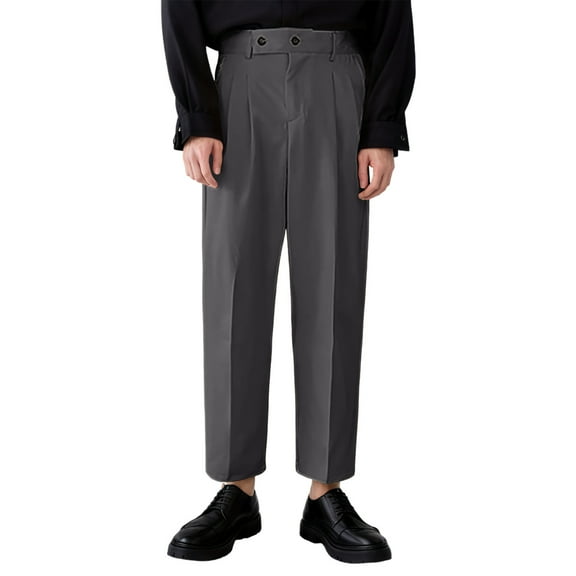 Fgnfyis Men's Dress Pants Solid Colour Small Suit Trousers Draped Suit Trousers Casual Style Trousers Mens Pants Grey L