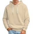 thumbnail image 1 of Fgnfyis Men's Fall and Winter Casual Solid Color Hooded Sweater No Pockets Sweatshirt Pullover Tops Men's Sweatshirts Khaki L, 1 of 5