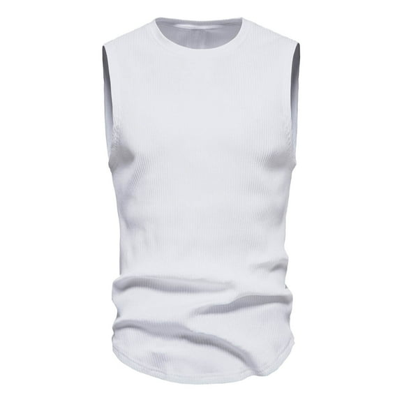 Fgnfyis Men's Fitness Tank Tops Sleeveless Workout Muscle Athletic Shirts Gym Performance Tee Men Tank Tops White L