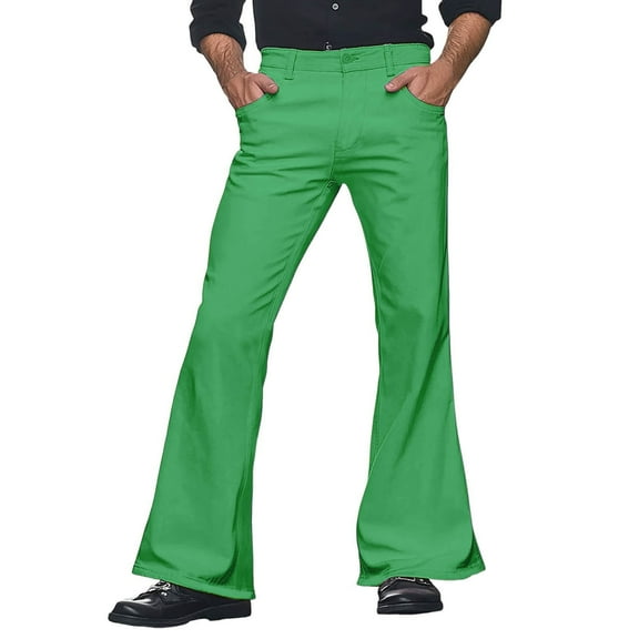 Fgnfyis Men's Flared Trousers 70s Trousers Men's Wide Leg Carnival Disco Trousers Men's Flared 70s Outfit Men Pants for Men Light Green XXL