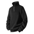 thumbnail image 1 of Fgnfyis Men's Half Zip Solid Color Sweater Spring and Autumn Half Zip Stand up Collar Long Sleeved Pullover Solid Color Sweater Sweatshirt Men Black L, 1 of 4