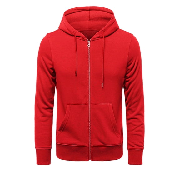 Fgnfyis Men's Hoodies & Sweatshirts Casual Loose Zipper Solid Color Male Hooded Hoodie for Comfort and Style Sweatshirt Men Red XL