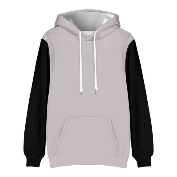 Fgnfyis Men's Hoodies & Sweatshirts Comfortable Versatile Colorblocking Casual Sport Drawstring Hooded Sweatshirt for All-Day Wear Mens Sweatshirts Light Gray XL