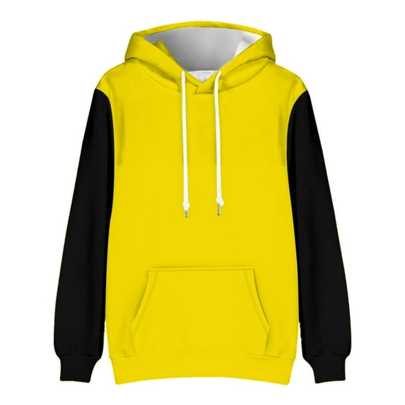Fgnfyis Men's Hoodies & Sweatshirts Versatile Colorblocking Casual Drawstring Sport Sweatshirt for Active Mens Hoodie Yellow XL