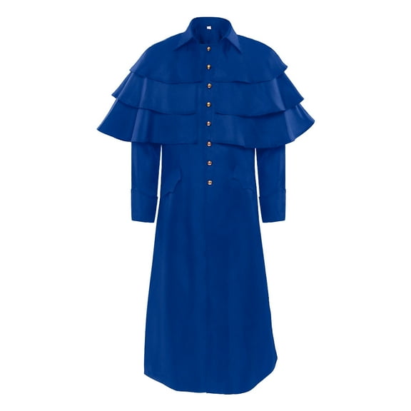 Fgnfyis Men's Jacket Fashion Court Retro Dress Punk Tuxedo Tailcoat Punk Pastors Button Coat Mens Coats Blue S
