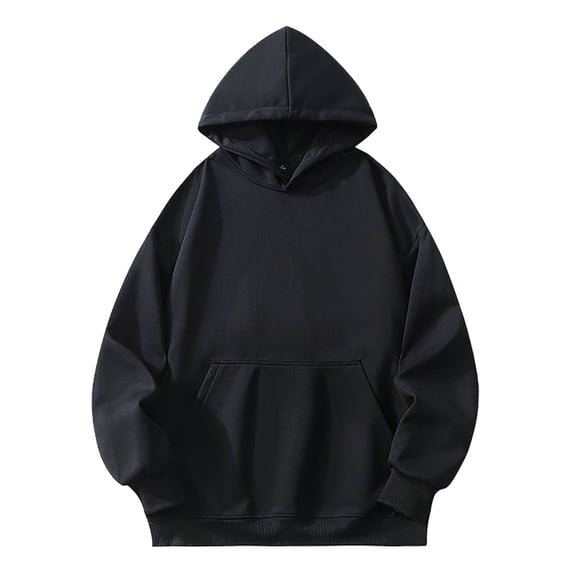 Fgnfyis Men's Long Sleeve Sweatshirt Casual Solid Holiday Hooded Pullover Tops Mens Hoodie Black XXL