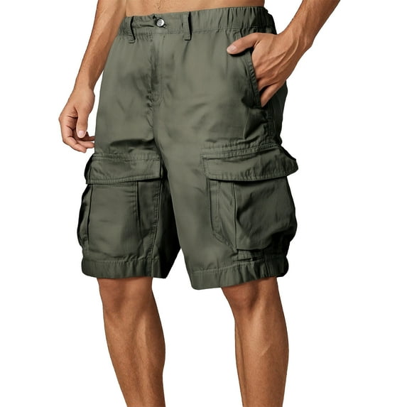 Fgnfyis Men's Loose Fit Cargo Shorts Summer Plus Size Casual Pocket Shorts for Big and Tall Comfort Men Shorts Green 29
