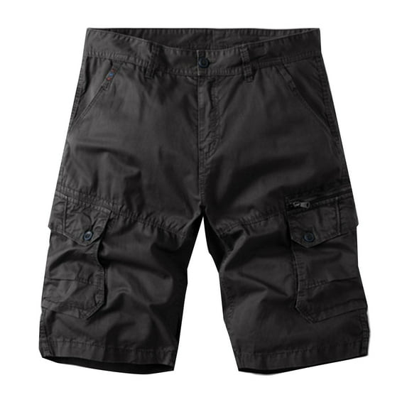 Fgnfyis Men's Loose Fit Outdoor Cargo Shorts with Pockets Plus Size Casual Summer Short Pants for Hiking Camping Travel Men Shorts Black 34