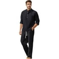 thumbnail image 1 of Fgnfyis Men's New Spring and Summermen's Linen Long Sleeved Pants Men's Casual Loose Suit Suits for Men Black XXXL, 1 of 7