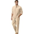 thumbnail image 1 of Fgnfyis Men's New Spring and Summermen's Linen Long Sleeved Pants Men's Casual Loose Suit Suits for Men Khaki XXL, 1 of 7