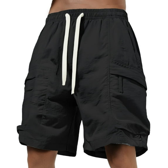 Fgnfyis Men's Nylon Ice Silk Cargo Shorts with Pockets Summer Casual Sports Shorts Trendy Harbor Style for Hot Weather Men Shorts Black XL