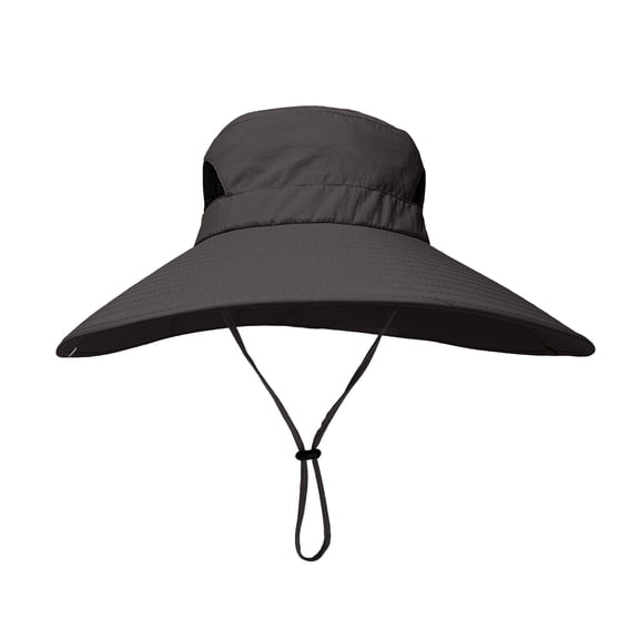 Fgnfyis Men's Outdoor UPF 50  Breathable Mesh Wide Brim Sun Hat For Summer Fishing Gardening Beach Activities Dark Gray One Size