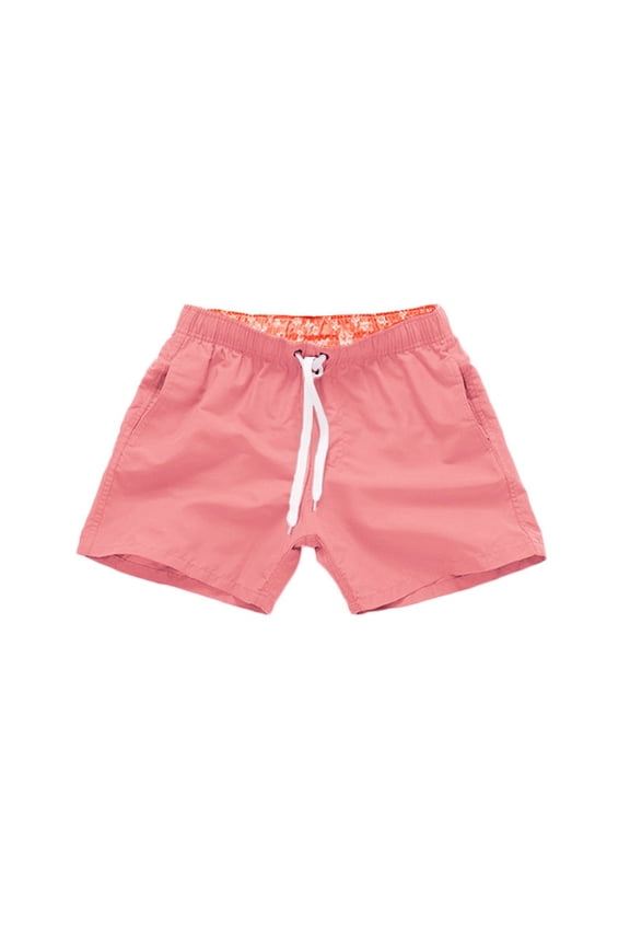 Men Swim Shorts Pants Loose Workout Swim Pants 3 Inch Beach Quarter Swimwear Comfortable Mens Swim Trunks Pink L