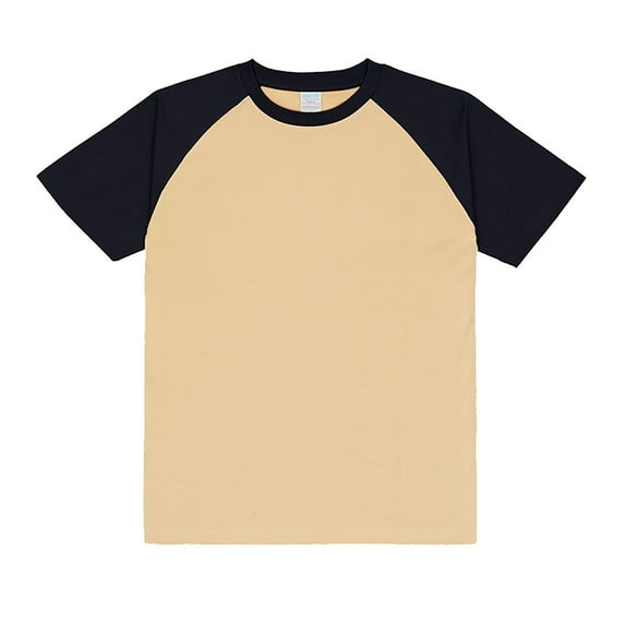 Fgnfyis Men’s Raglan Contrast T Shirt 230g Solid Color Retro Heavy Shoulder T Shirt Pure Cotton Matching Color Loose Short Sleeve Tops for Men Trendy Navy S