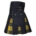 thumbnail image 1 of Fgnfyis Men's Scottish Festival Fashion Plaid Color Contrasting Pocket Pleated Skirt for Traditional Wear Yellow XXXXXL, 1 of 4