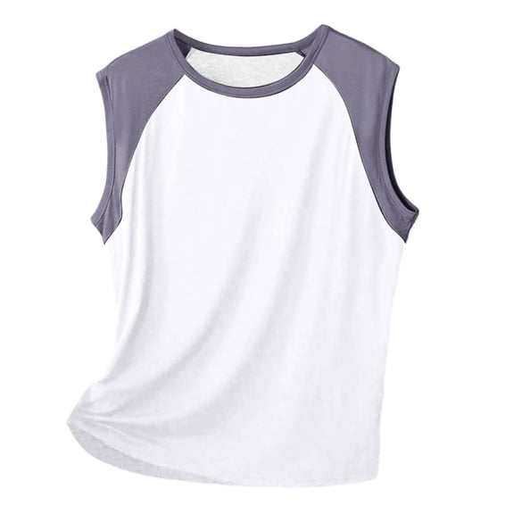 Fgnfyis Men's Sleeveless Tank Top Stylish Color Block Design Round Neck Vest for Active Wear Casual Sports Shoulder Top for Spring and Summer Fashion Men's Tank Tops Grey XL