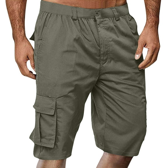 Fgnfyis Men's Slim Fit Cargo Pants Work Pants Lightweight Comfortable Outdoor Hiking Casual Daily Wear Spring Summer Men Shorts Grey XXXXL