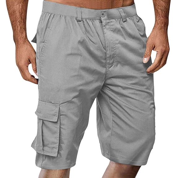 Fgnfyis Men's Slim Fit Cargo Pants Work Pants Lightweight Comfortable Outdoor Hiking Casual Daily Wear Spring Summer Men Shorts Light Gray XL