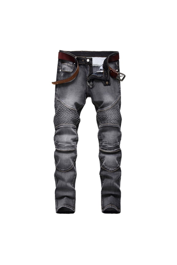 Men's Slim Fit Cycling Jeans for Active Recreation Comfortable Stretch Fabric Durable Knee Brace Design Trendy Casual for Outdoor Activities Pants for Men Grey 40