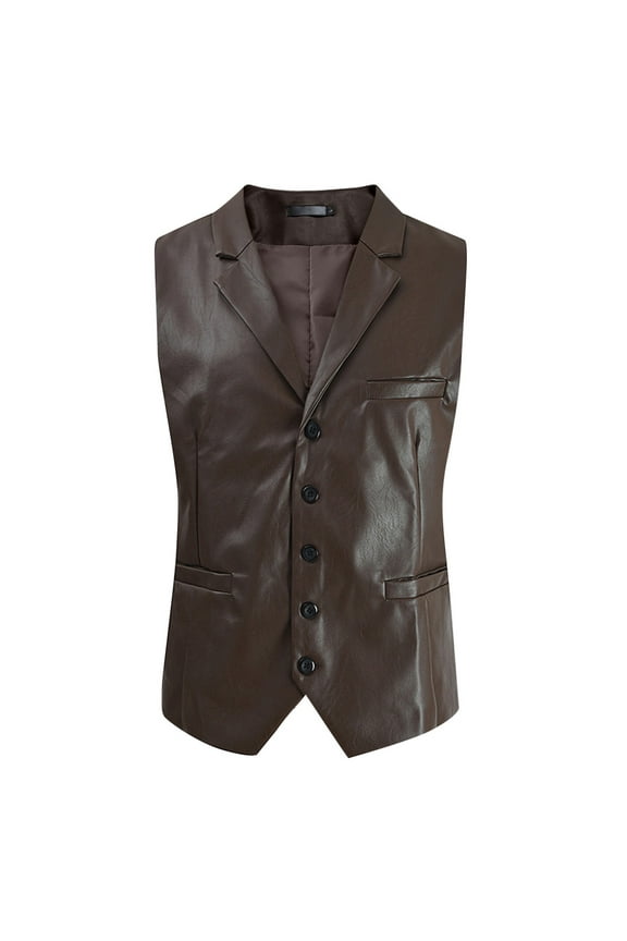 Men's Slim Fit Leather Tank Top Stylish PU Leather Vest for Casual Wear Trendy Design for Layering and Fashion-Forward Looks Tank Top for Men Coffee XXL