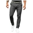 thumbnail image 1 of Fgnfyis Men's Solid Color Skinny Casual Pants Seasonal Belted Drawstring Pants Men Pants Black XL, 1 of 7