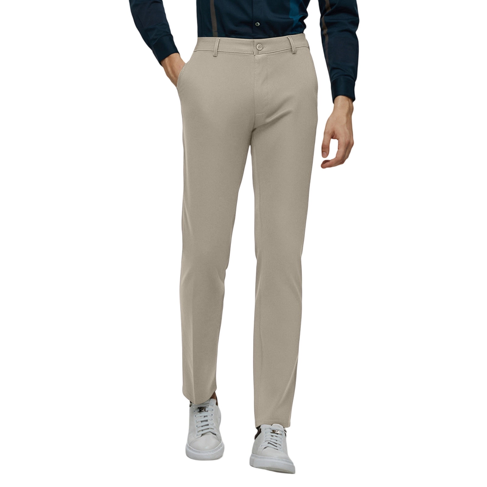 Men's Grey Straight Fit Low Rise Trousers with Elasticated Drawstring Waist