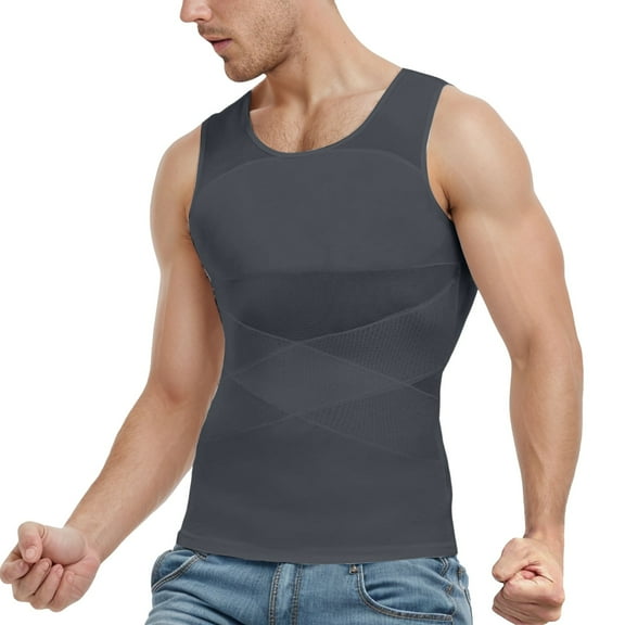 Fgnfyis Men's Sports Tank Tops Slim Fit Compression Undershirts for Gym and Fitness Breathable Workout Vests for Active Tank Top for Men Grey XXXL
