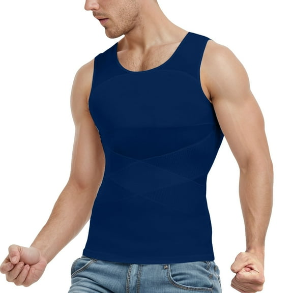 Fgnfyis Men's Sports Tank Tops Slim Fit Compression Undershirts for Gym and Fitness Breathable Workout Vests for Active Tank Top for Men Navy XL
