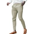 thumbnail image 1 of Fgnfyis Men's Spring and Summer Solid Color Twill Stretch Fashion Youth Street Slim Pencil Skinny Suit Pants Pants for Men Beige XXL, 1 of 4