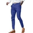 thumbnail image 1 of Fgnfyis Men's Spring and Summer Solid Color Twill Stretch Fashion Youth Street Slim Pencil Skinny Suit Pants Pants for Men Blue L, 1 of 4