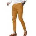 thumbnail image 1 of Fgnfyis Men's Spring and Summer Solid Color Twill Stretch Fashion Youth Street Slim Pencil Skinny Suit Pants Pants for Men Orange XXL, 1 of 4