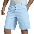 thumbnail image 1 of Fgnfyis Men's Spring/summer Fashion Linen Solid Color Button up Shorts Casual Everyday Breathable Straight Leg Quarter Pants Men Shorts Light Blue L, 1 of 5