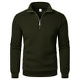 thumbnail image 1 of Fgnfyis Men's Stand up Collar Half Zipper Casual Fashionable Loose Large Sized Sporty Pullover Long Sleeved Sweatshirt Mens Sweatshirts Army Green XXXL, 1 of 2