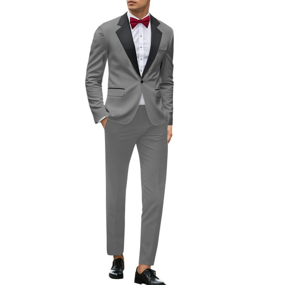 Fgnfyis Men's Suits for Events Parties Weddings and Everyday Wear Slim Fit with Stylish Neckline Design Versatile Year Round Attire for Modern Men Trousers Sets Grey S