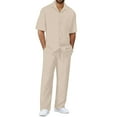 thumbnail image 1 of Fgnfyis Men's Suits Stylish Casual Set for Everyday Wear Sports Relaxation and Beach Activities Pure Color Design Comfortable Fit for Spring and Summer Seasons Matching Sets Men Clothing Beige L, 1 of 4