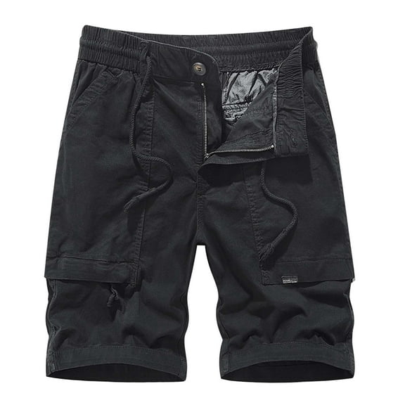 Fgnfyis Men's Summer Camping Trend Loose Casual Pants Stretch Washed Cargo Shorts Mens Shorts Black 33
