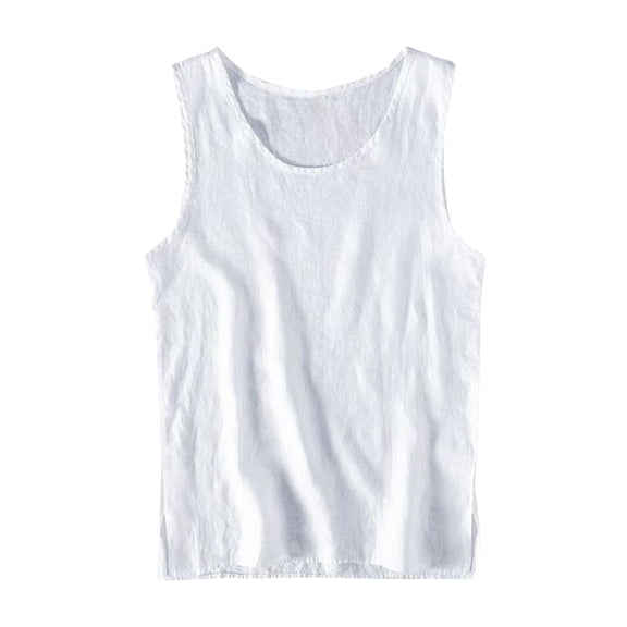 Fgnfyis Men's Summer Fashion Lightweight Casual Tank Tops Stylish Breathable Undershirt Comfortable Retro Vest for Everyday Wear Mens Tank Top White M