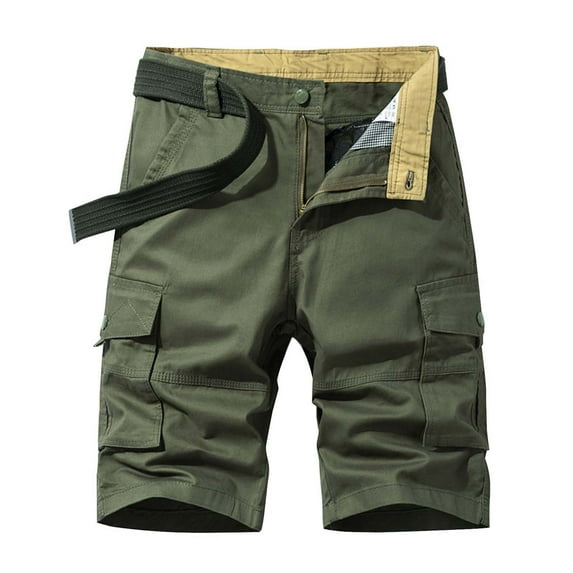 Fgnfyis Men's Summer Loose Casual Solid Color Cargo Shorts Mens Shorts Green 30
