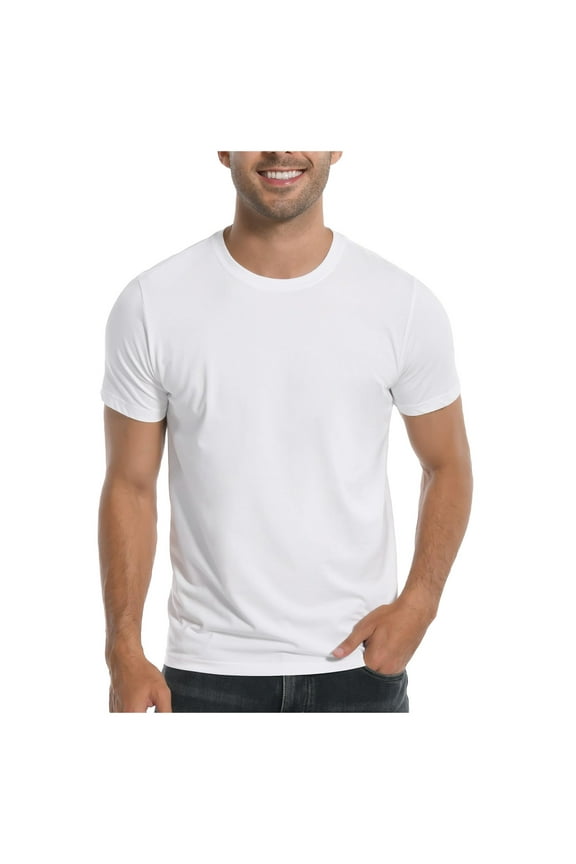 Men's T Shirt Ultra Soft White Plain Men's Crew Neck Casual Basic T Shirt for Men T Shirts for Man White L