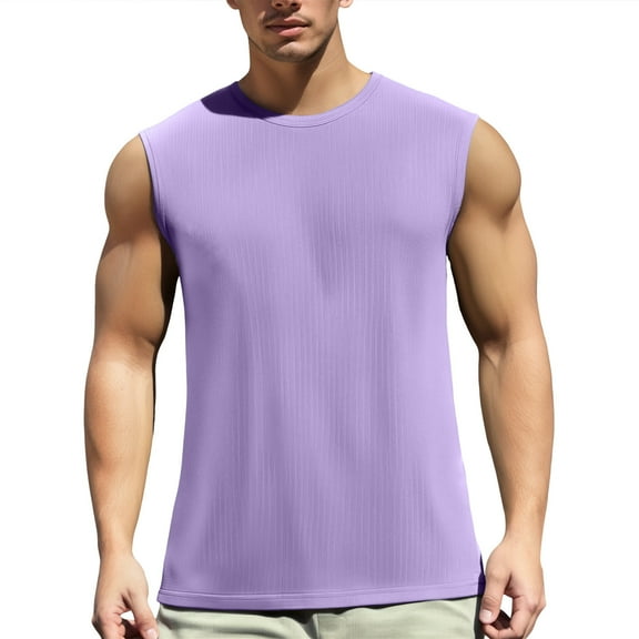 Fgnfyis Men's Tank Tops Breathable Sports Undershirt Ice Silk Mesh Half Sleeve Workout Apparel for Active Men Mens Tops Purple XXL