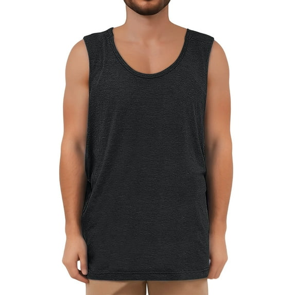 Fgnfyis Men's Tank Tops with Snap Fastener for Easy Wear Suitable for Postoperative Recovery and Acupuncture Tank Top Men Dark Gray XXL