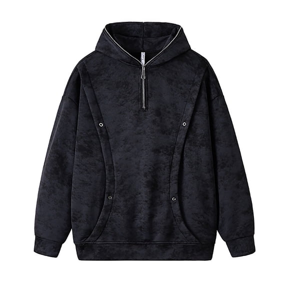 Fgnfyis Men's Tie Dye Hoodie Slim Fit Zip up Casual Pullover Sweatshirt Lightweight Streetwear Jacket for Teen Boys and Youth Sweatshirt Men Black M